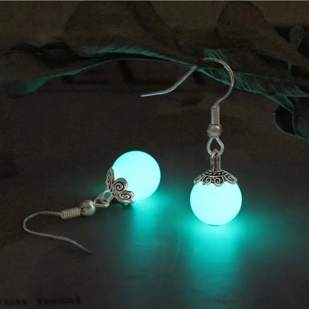 Luminous night glow dangle earrings with silvertone NWT